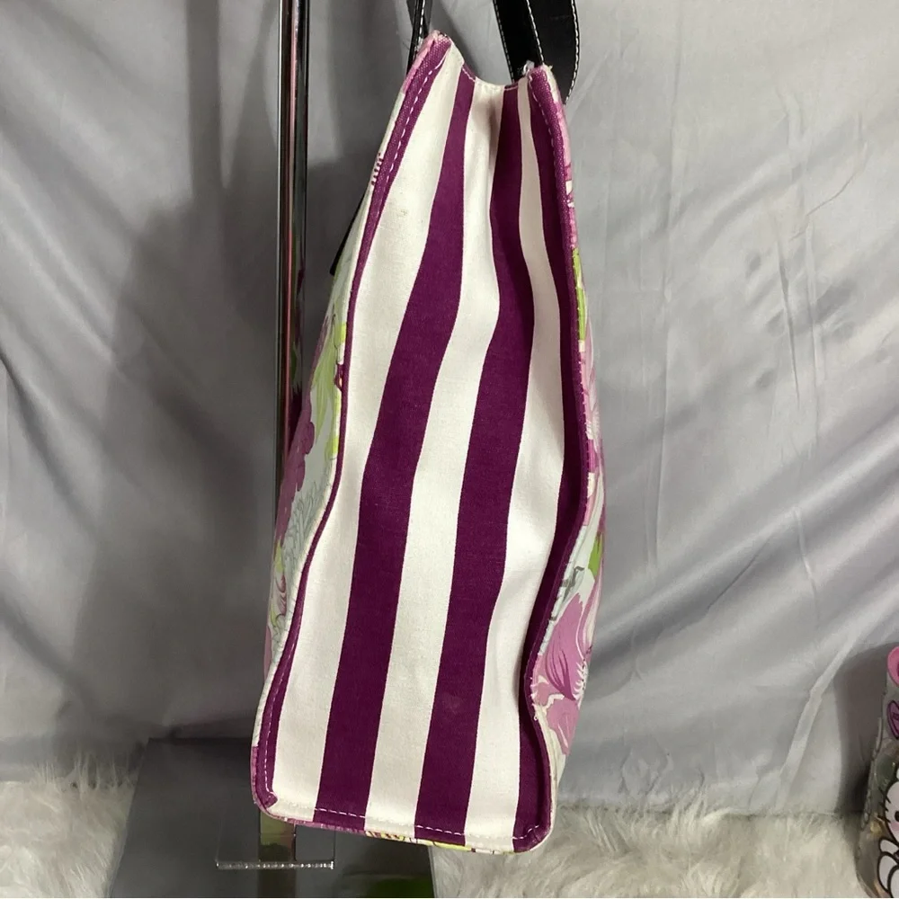 Rare Burberry London Floral Pattern Canvas & Leather Tote Bag EUC - Picture 8 of 13